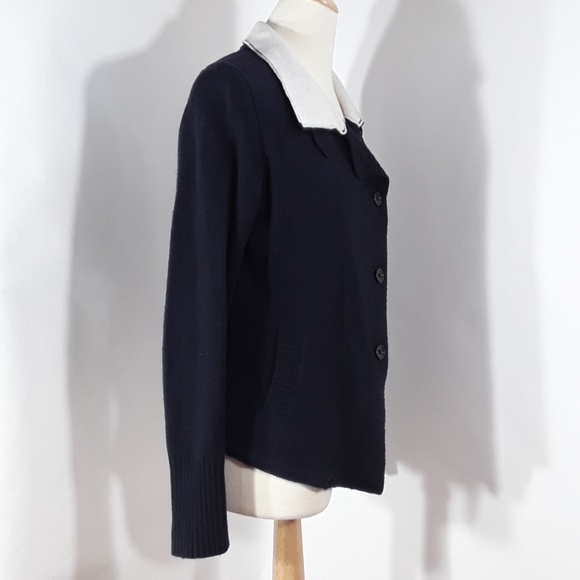 Banana Republic navy blue 3 button wool sweater - Picture 2 of 8